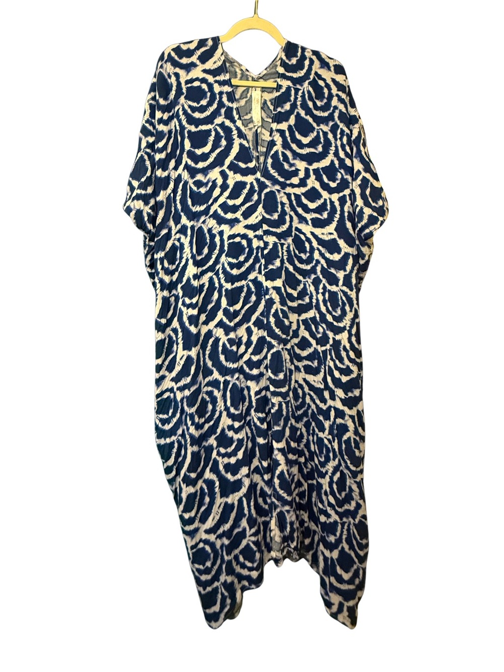 Jennafer Grace Handmade Chinese Blue & White Caftan Maxi Dress Kaftan